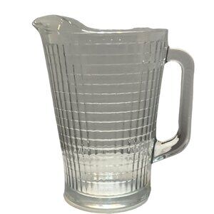 Vtg Libbey Crisa Glass Pitcher 8.5" Tall Heavy Duty Basket Weave Design